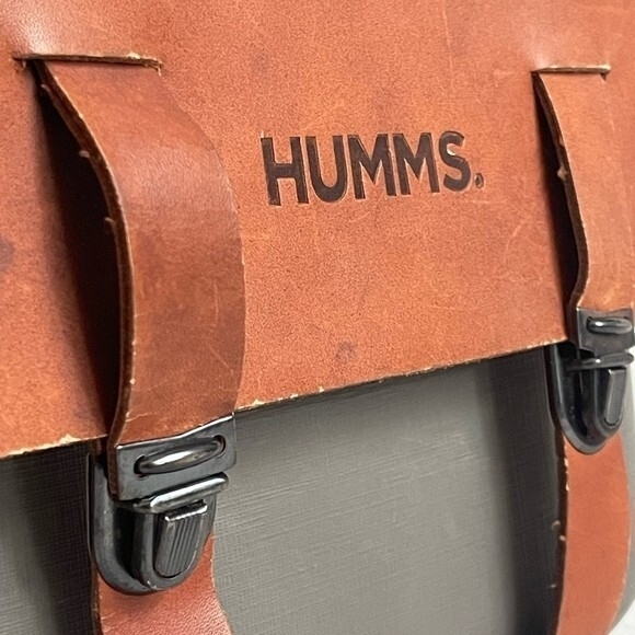 HUMMS Mammbo Grey Resin Brown Leather Unisex Backpack Argentina Travel Good Plus - Picture 5 of 7